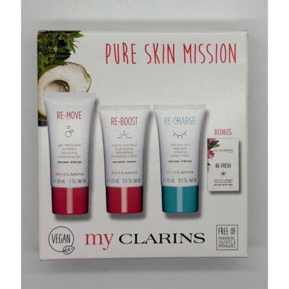 Clarins Pure‎ Skin Mission 3-Pcs Set ($39 VALUE)- NEW IN BOX - Picture 1 of 4